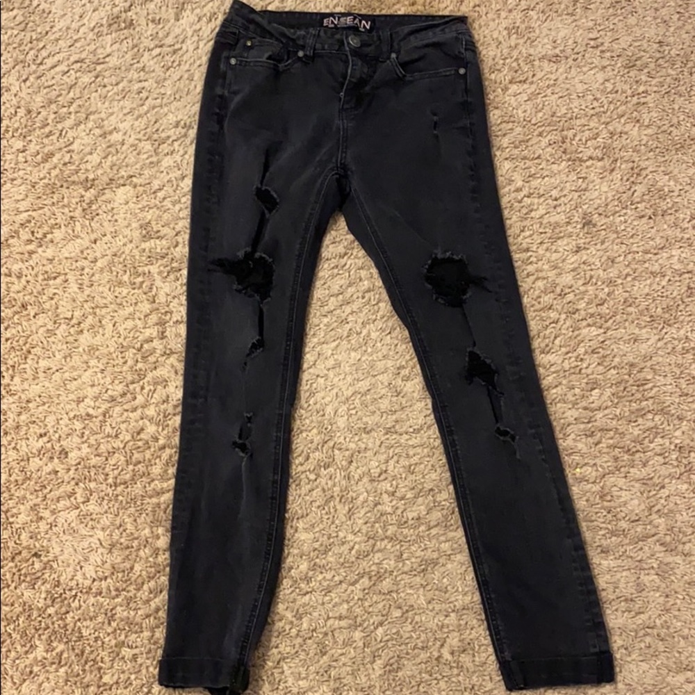 black ripped jeans